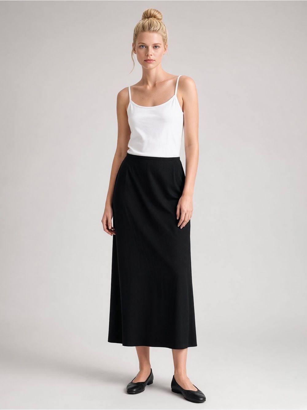 Vintage Lauren Ralph Lauren 100% Wool Black Midi Skirt. Minimalist. Classic. 10
